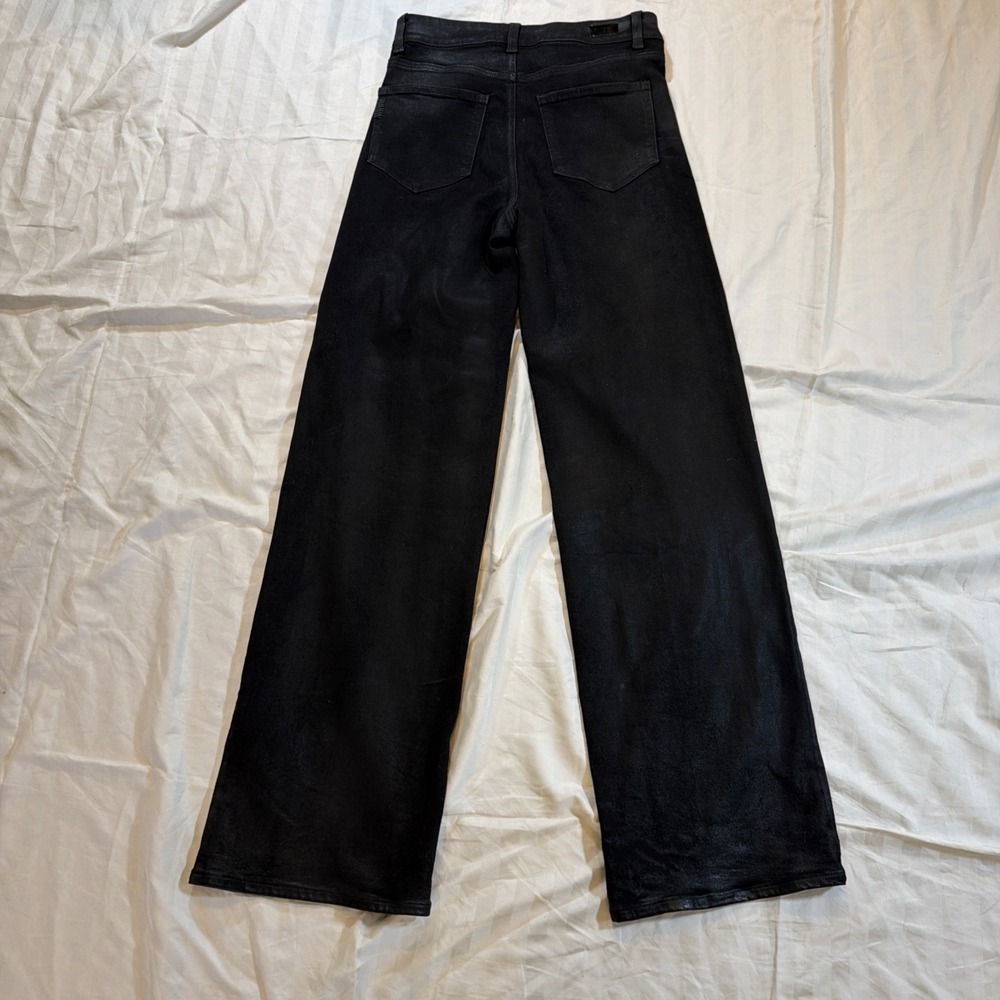 Paige Premium Denim Sasha High Rise Wide Leg Coated Black Jeans 28 29x32 - Picture 5 of 16